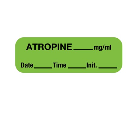 Nevs Label, Atropine 1/2" x 1-1/2" Green w/Black LANT-3212D